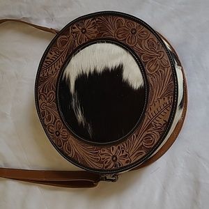 Myra round cowhide purse NWOT